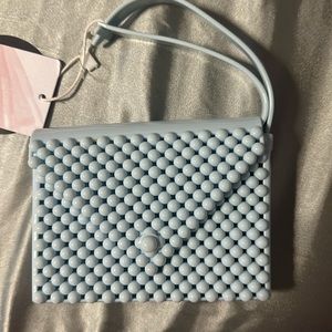 Light blue beaded wristlet